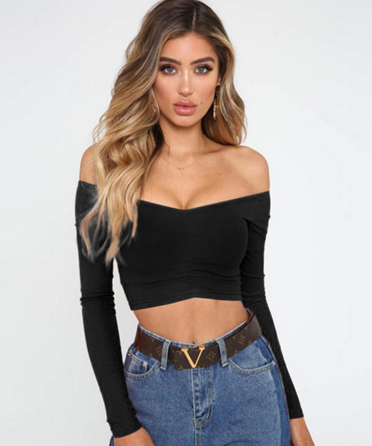 Off the shoulder long sleeve top